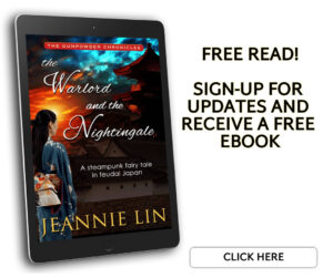 Free Read: Sign-up for updates and receive a free ebook. Image of e-reader with cover of The Warlord and the Nightingale
